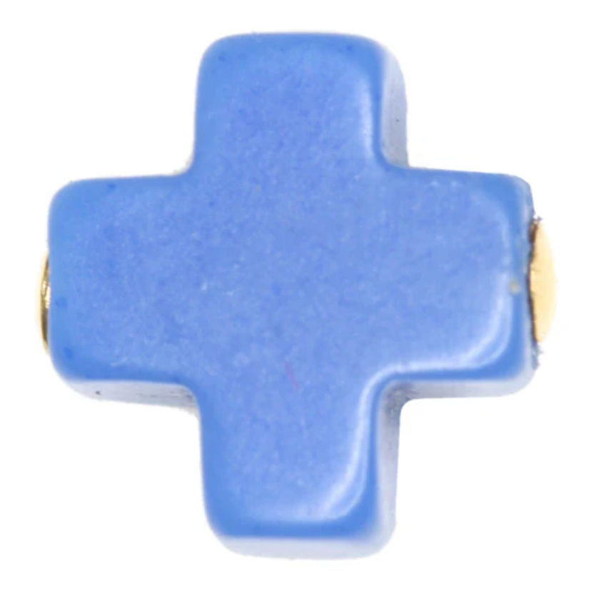 egirl Signature Cross Gold Pattern 3mm Bead Bracelet - Cobalt