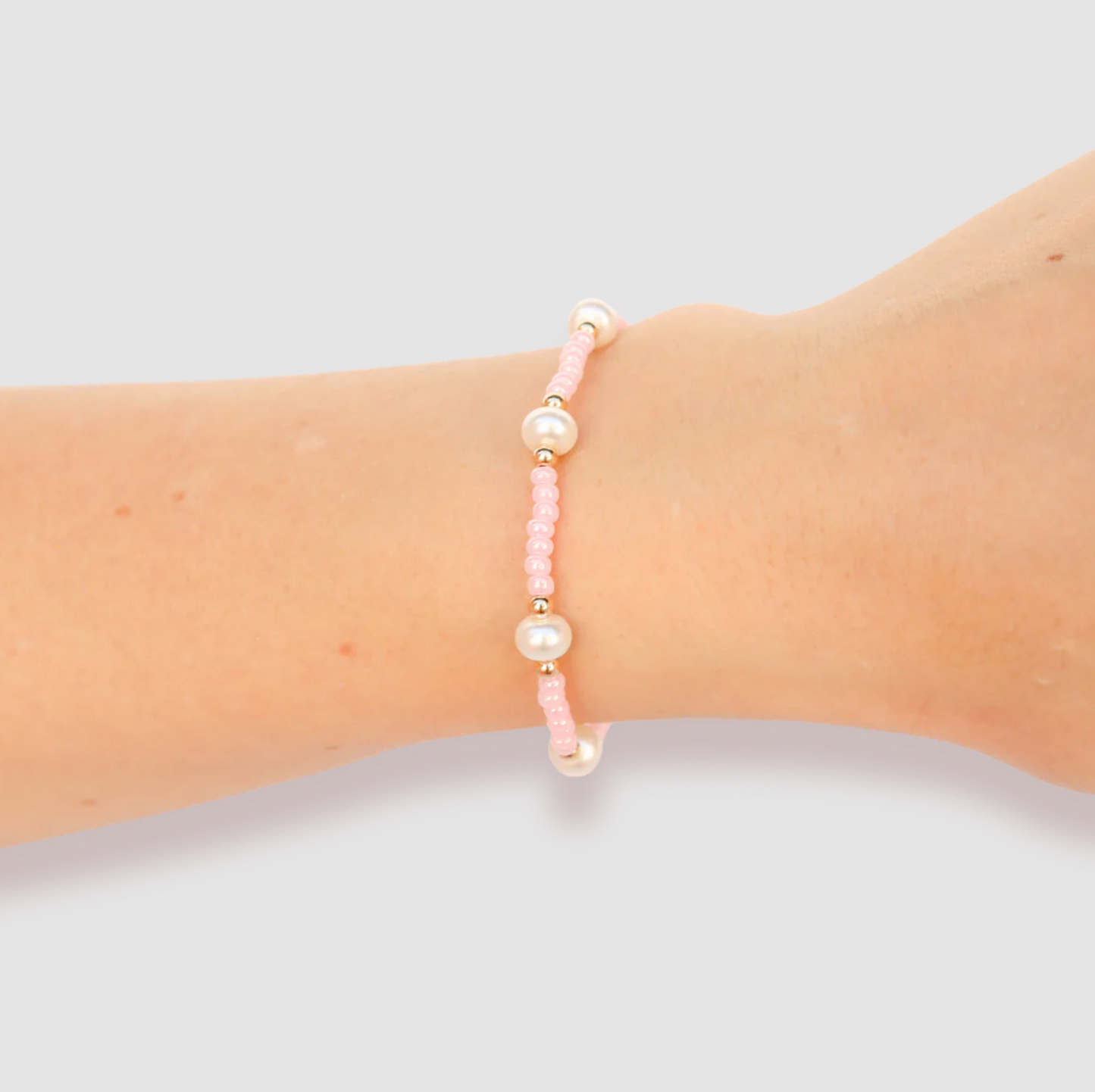 Beaded Pearl Bracelet with Czech Glass Beads