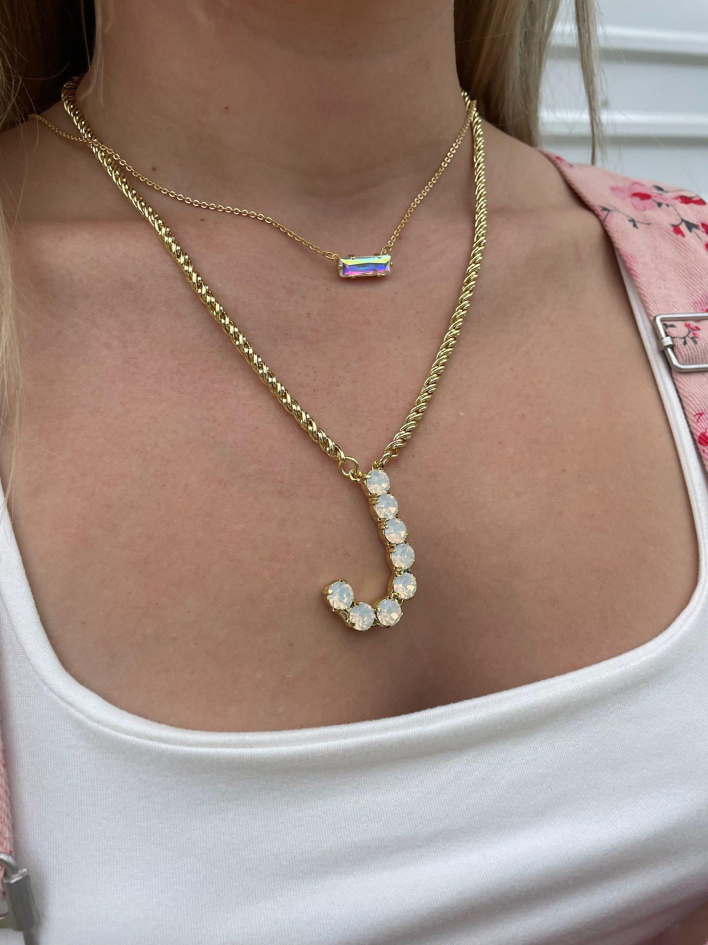 J Initial Rope Pendant Necklace