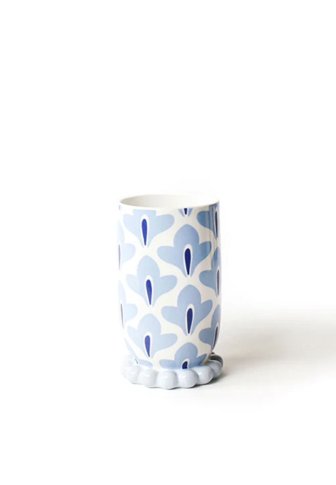 Iris Blue Medium Cylinder Vase with Knobbed Foot