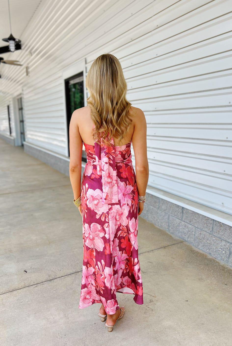 Bridgette Burgundy Halter Neck Dress