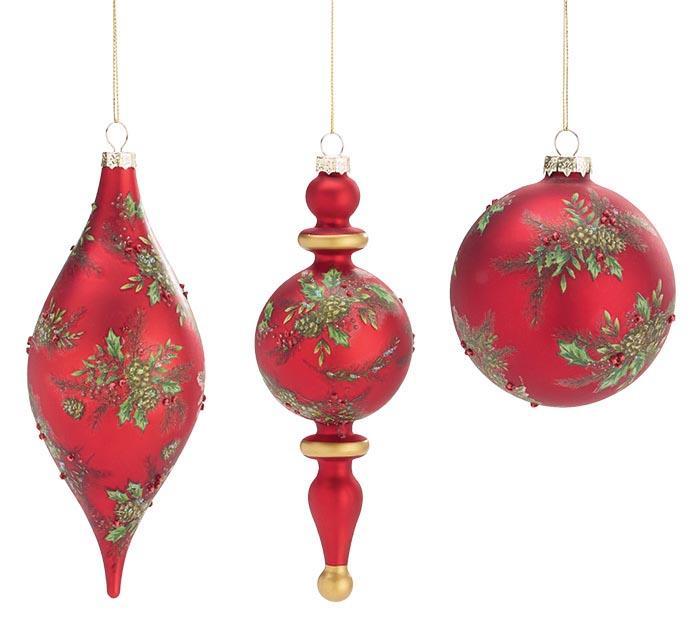 Red Ornament with Greenery Decal