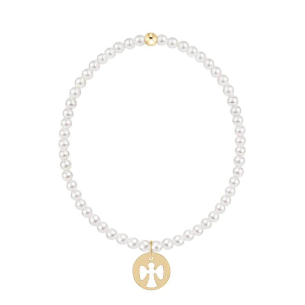 Egirl Classic Pearl 3mm Bracelet- Guardian Angel Disc