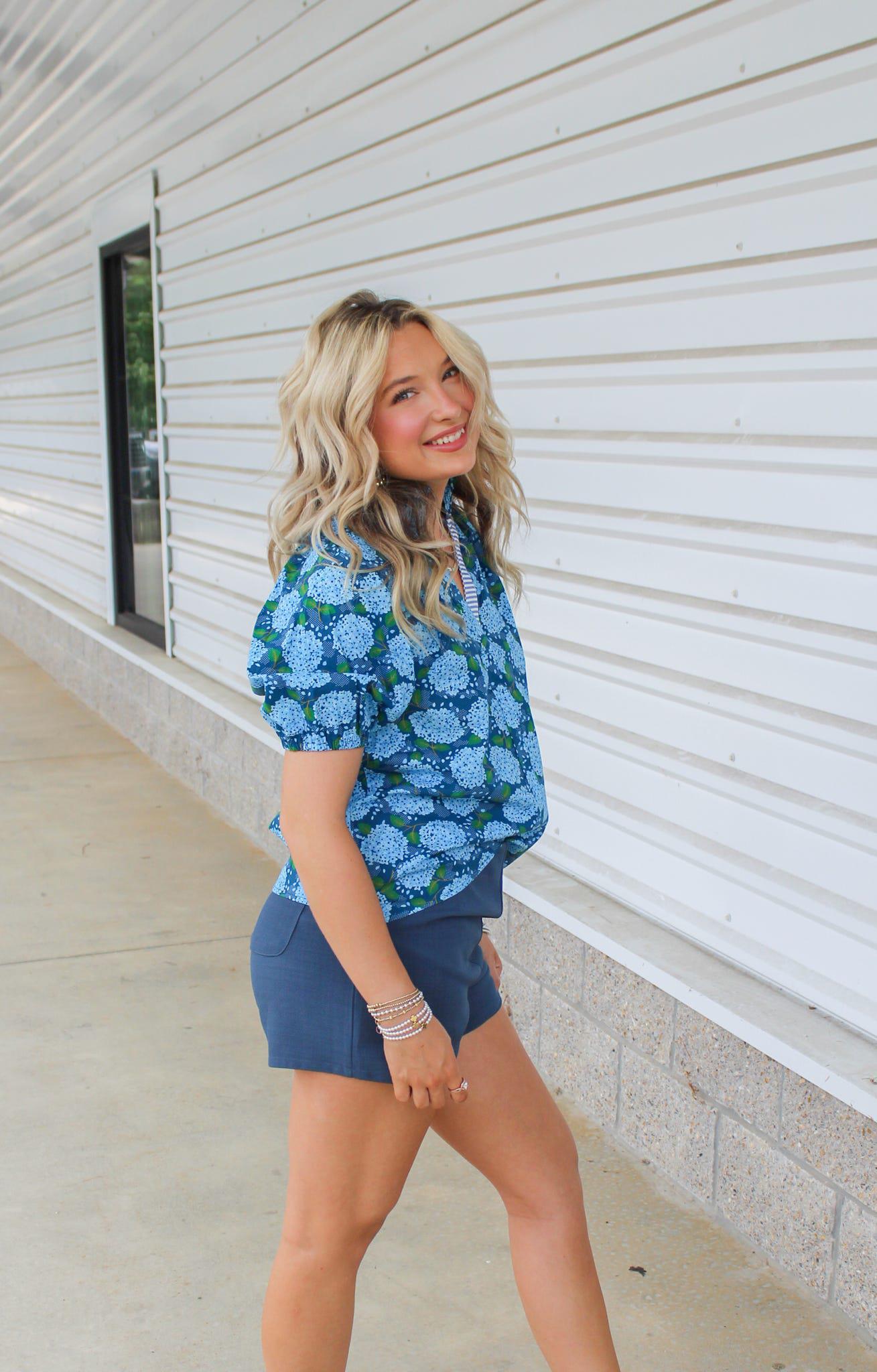 Felicity Floral Blue Top