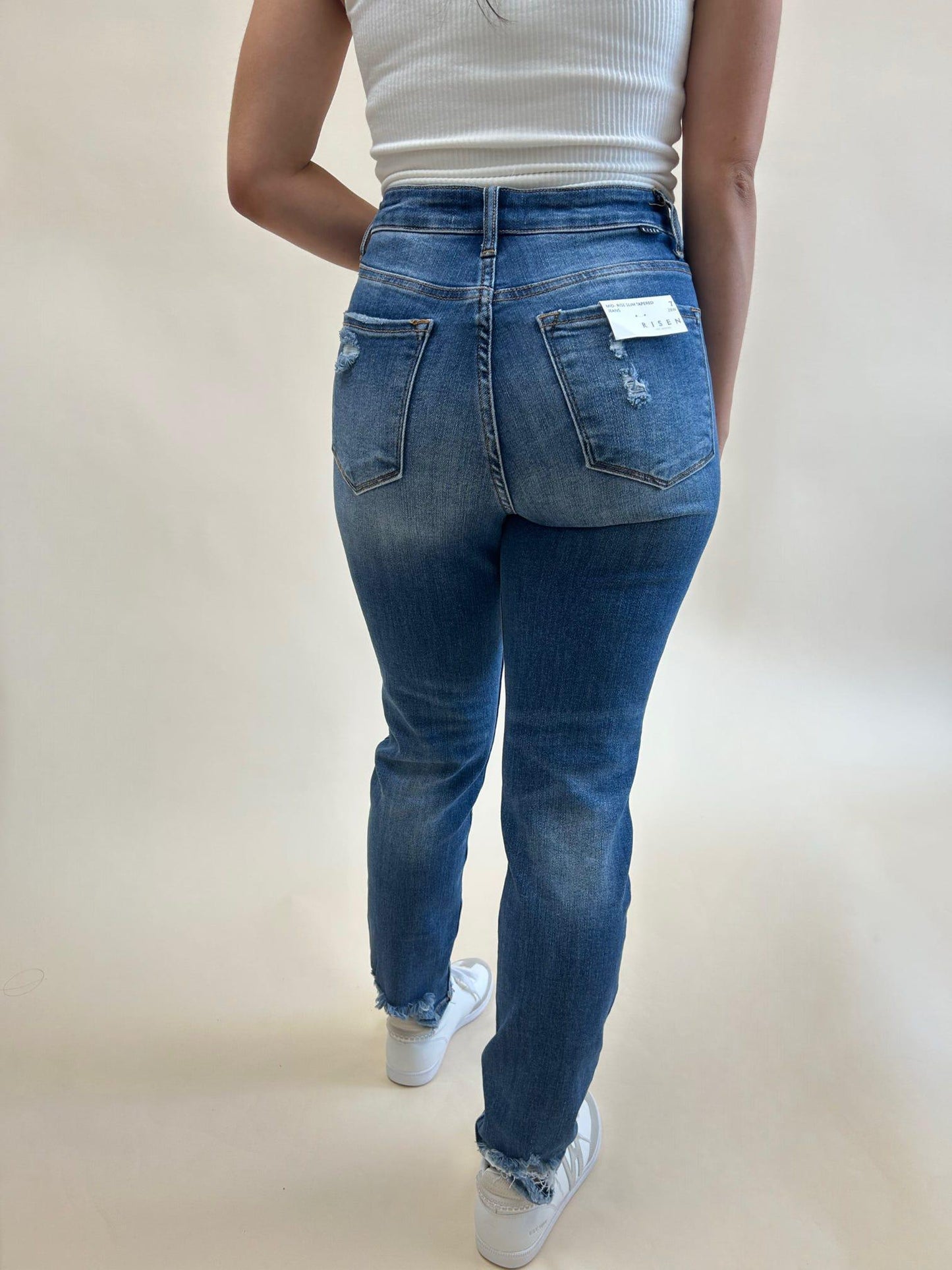 Dark Cropped Ripped Jeans