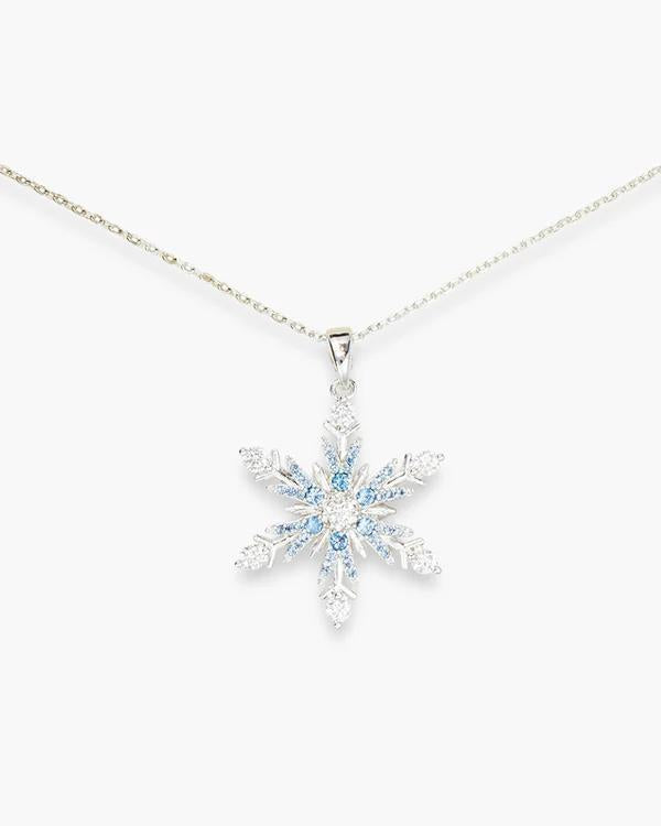 Silver and Blue Snowflake Necklace