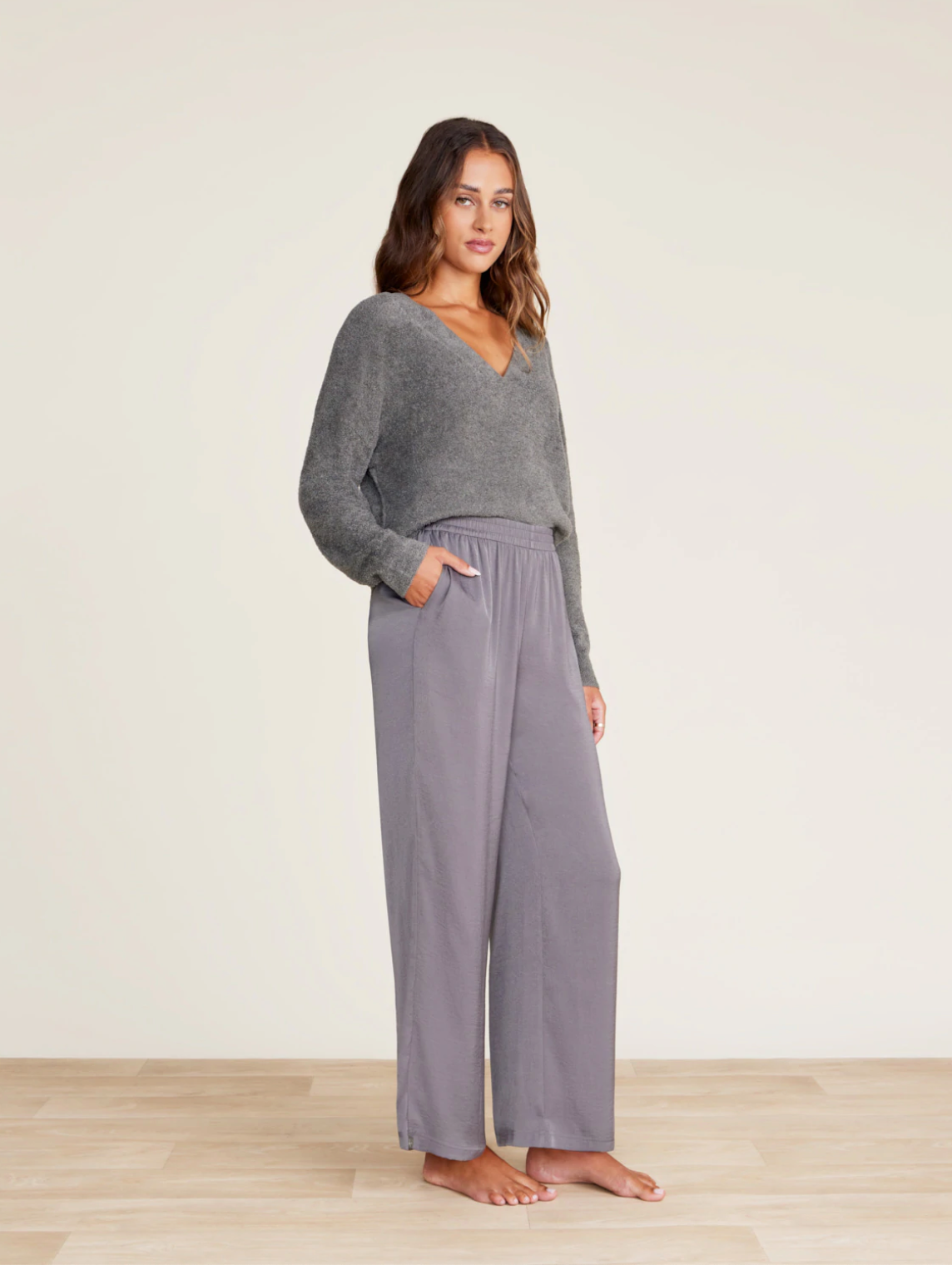 Washed Satin Wide Leg Pant