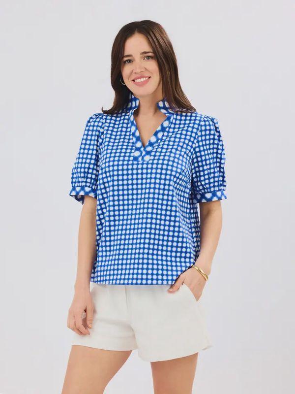 Top Tricia Gingham Mix Navy