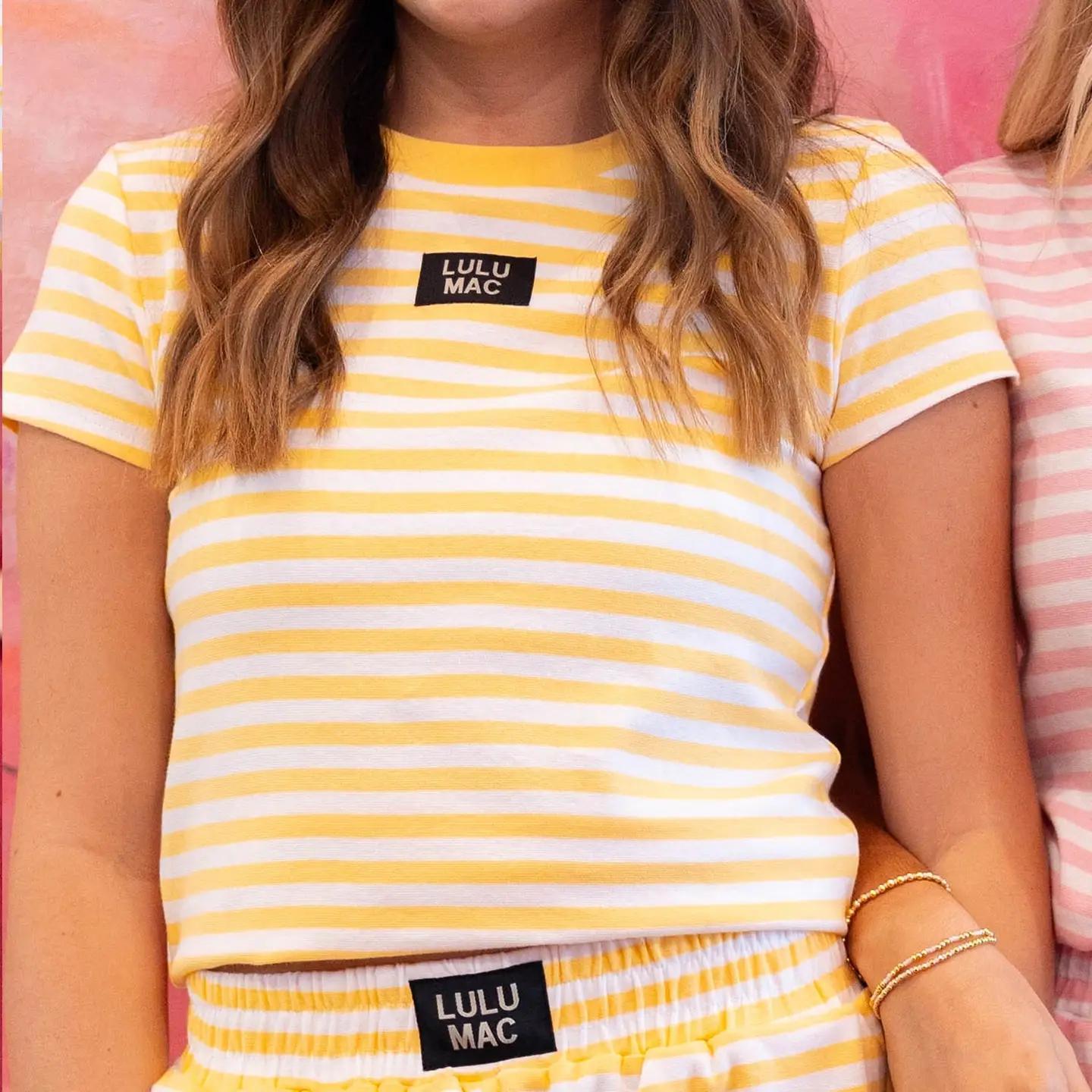 Lulu Mac Short Sleeved Striped Baby Doll Top