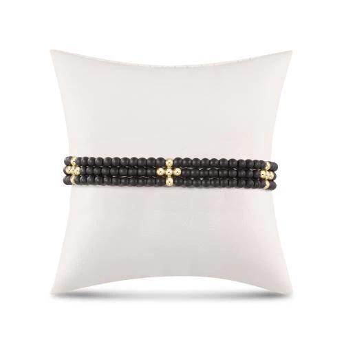 3-Strand Classic Beaded Signature Cross Gold Bracelet