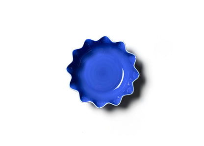 Coton Colors French Blue Color Block Ruffle Entree' Bowl