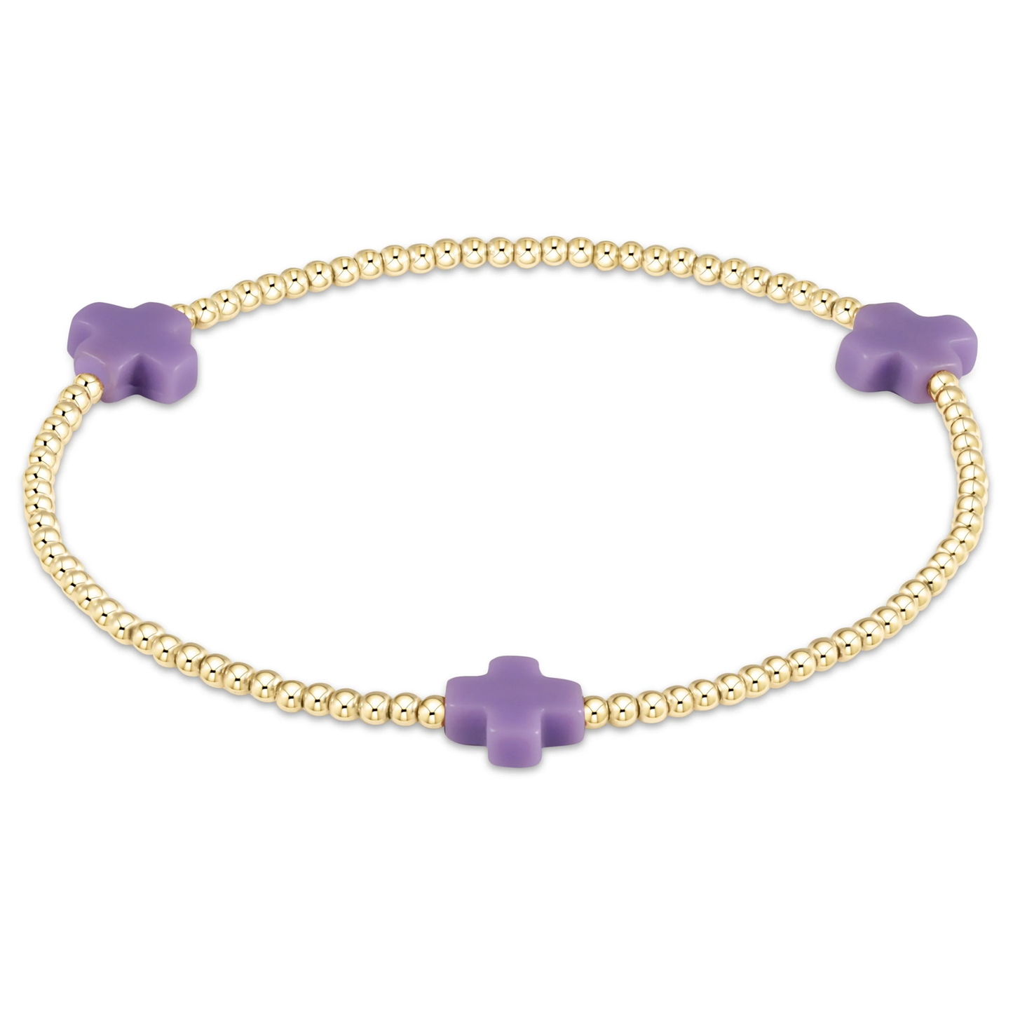 Signature Cross Small Gold Pattern 2mm Bead Bracelet