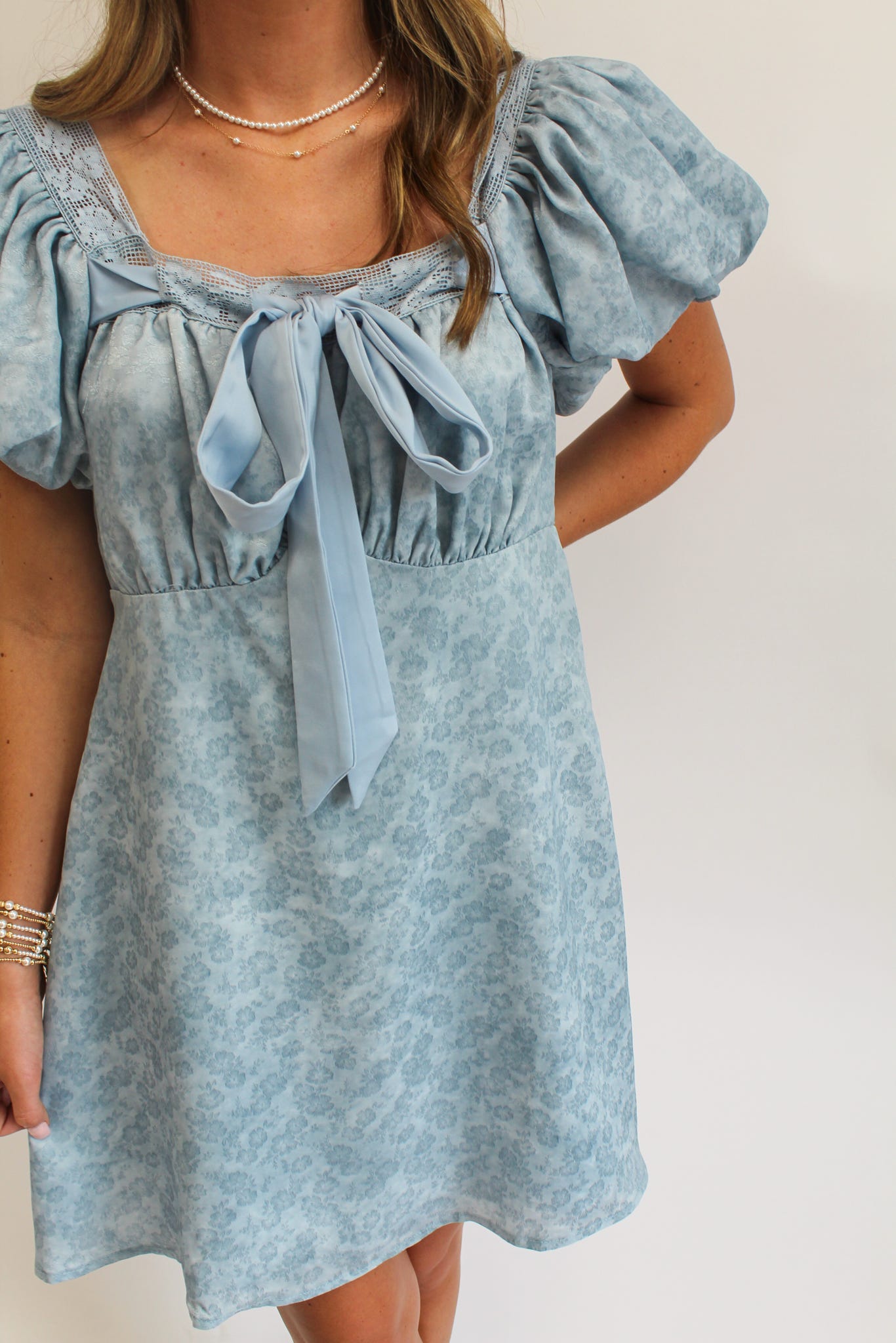 Dainty Dimples Blue Floral Mini Dress