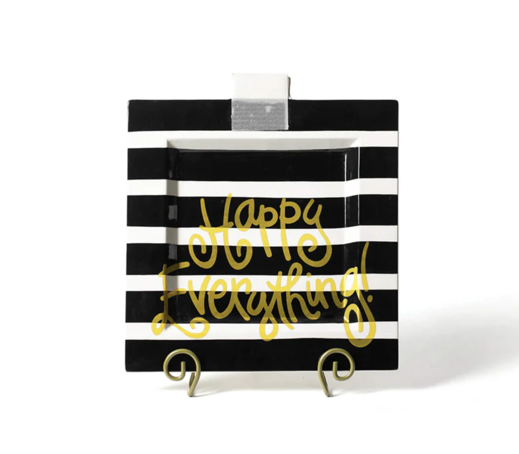 Black Stripe Happy Everything Big Square Platter