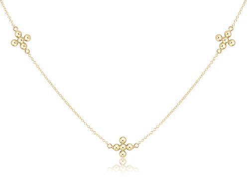 17" Choker Simplicity Chain Gold - Classic Beaded Signature Cross Gold