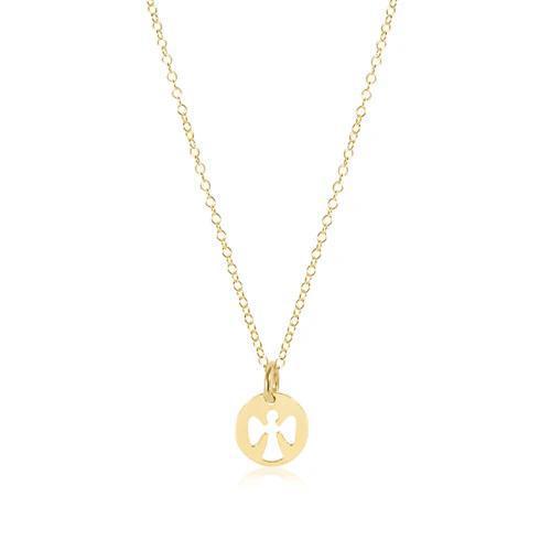 16" Necklace Gold - Guardian Angel Small Gold Charm