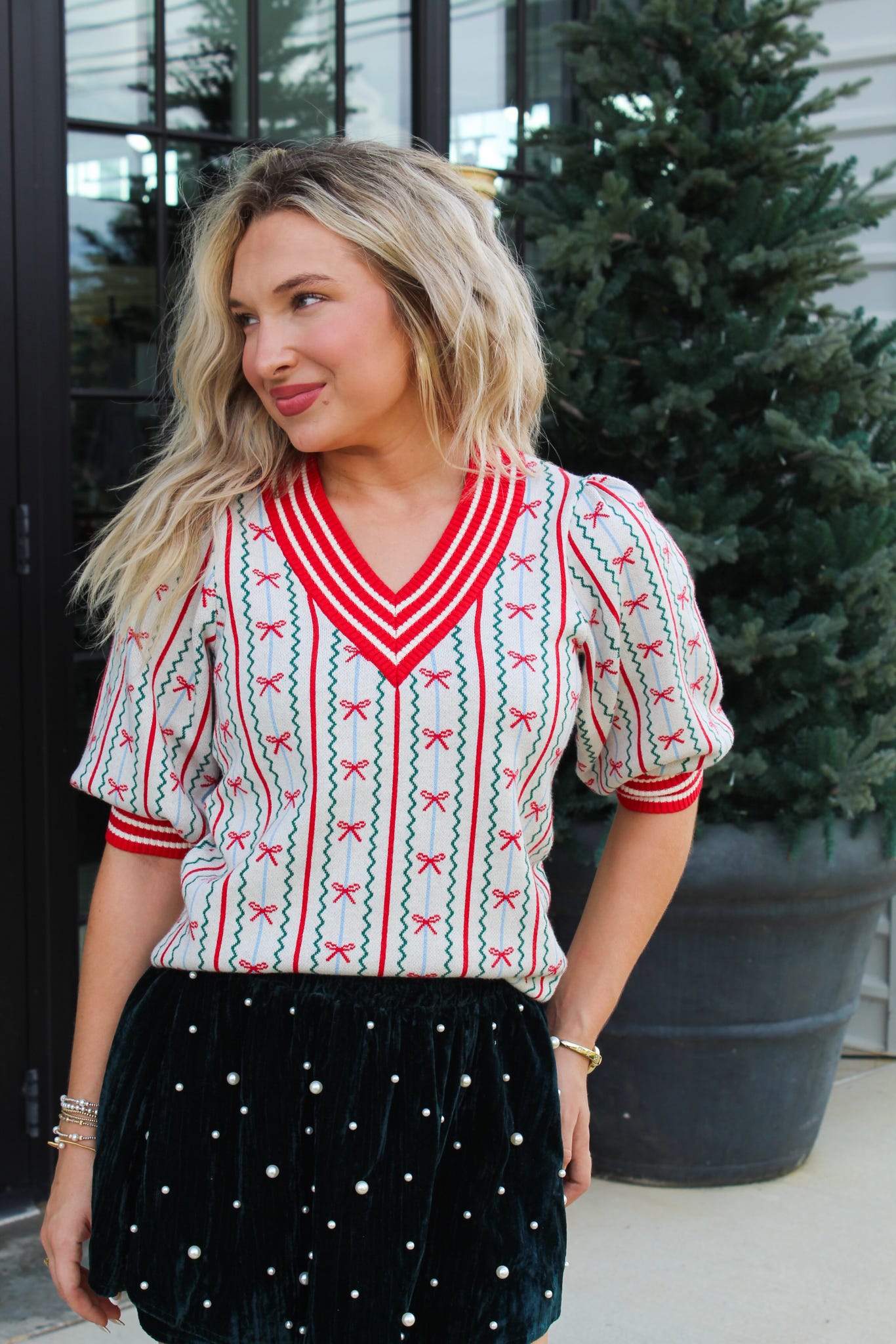 Faith In A Bow Ivory Sweater