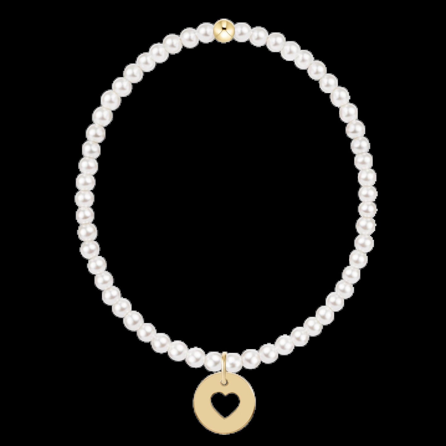 Egirl Classic Pearl 3mm Bracelet- Love Gold Disc