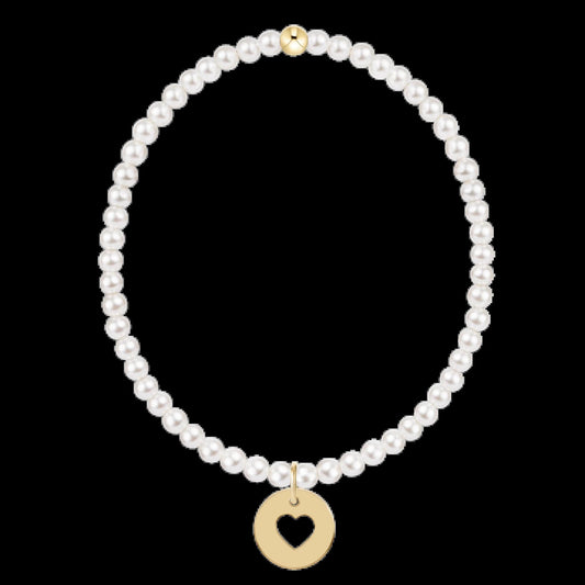 Egirl Classic Pearl 3mm Bracelet- Love Gold Disc