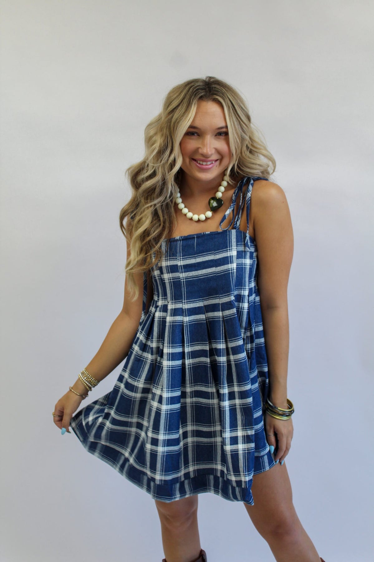 Punting Time Plaid Mini Dress