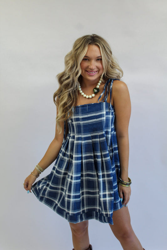 Punting Time Plaid Mini Dress