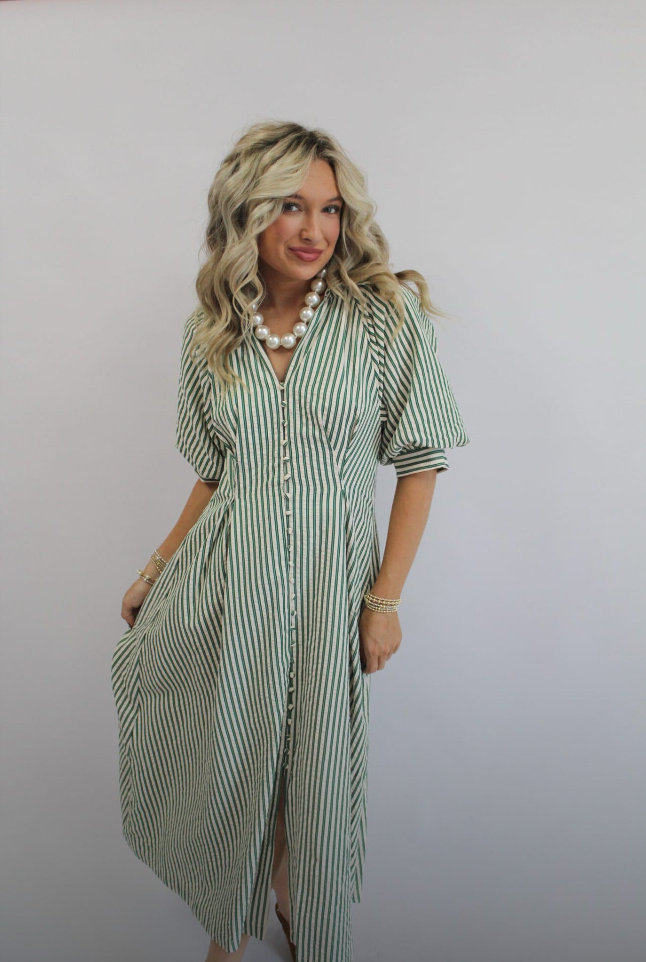 Pippa Puff Sleeve Striped Maxi Dress
