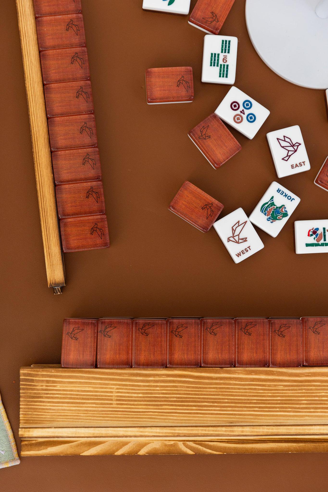 Origami Mahjong Tile set Azure / Lucite Display Box