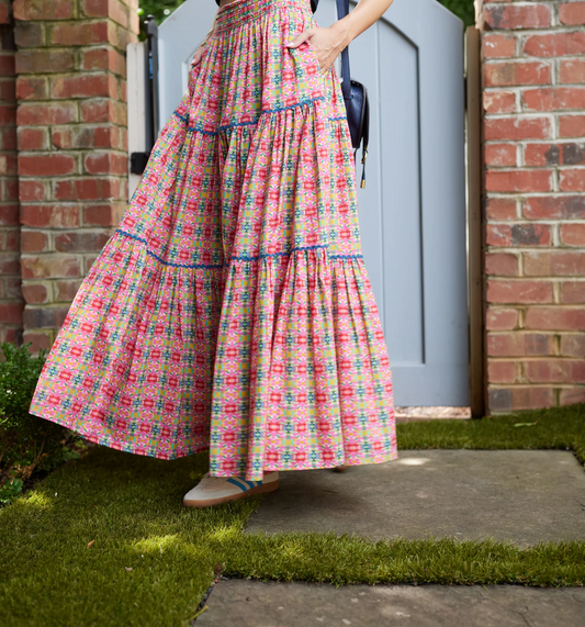 Moroccan Pink Tiered Maxi Skirt