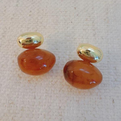 Golden Espresso Drop Stud Earrings