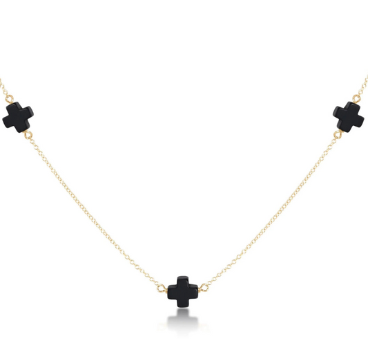 17" Choker Simplicity Chain Gold - Signature Cross Charcoal