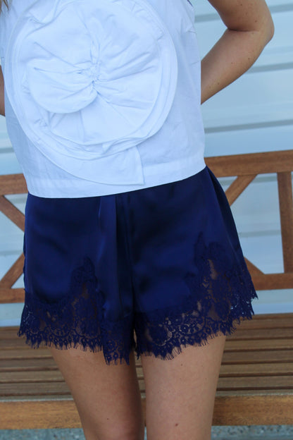 Navy Nightfall Satin Shorts