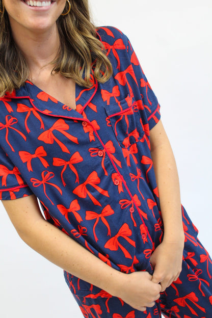 Pant Set Charlotte Bows Blue/Red