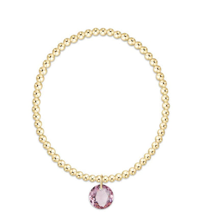 Extends Classic Gold 3mm Bracelet - Reflection Charm ( Birthstone )