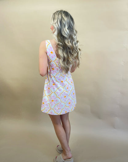 Sloane Fit and Flare Dress - Pink Tile