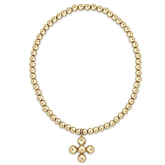 Classic Gold 3mm Bead Bracelet- Signature Cross Charm