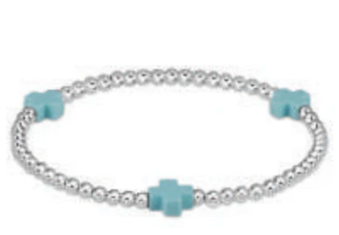 enewton Extends - Signature Cross Sterling Pattern 3mm Bead Bracelet - Turquoise