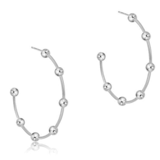 Beaded Simplicity 1.5" Sterling Post Hoop - 4mm Sterling