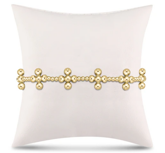 Signature Cross Sincerity Pattern 2.5mm Bead Bracelet - Classic Beaded Signature Cross Gold - 4mm Bead Gold