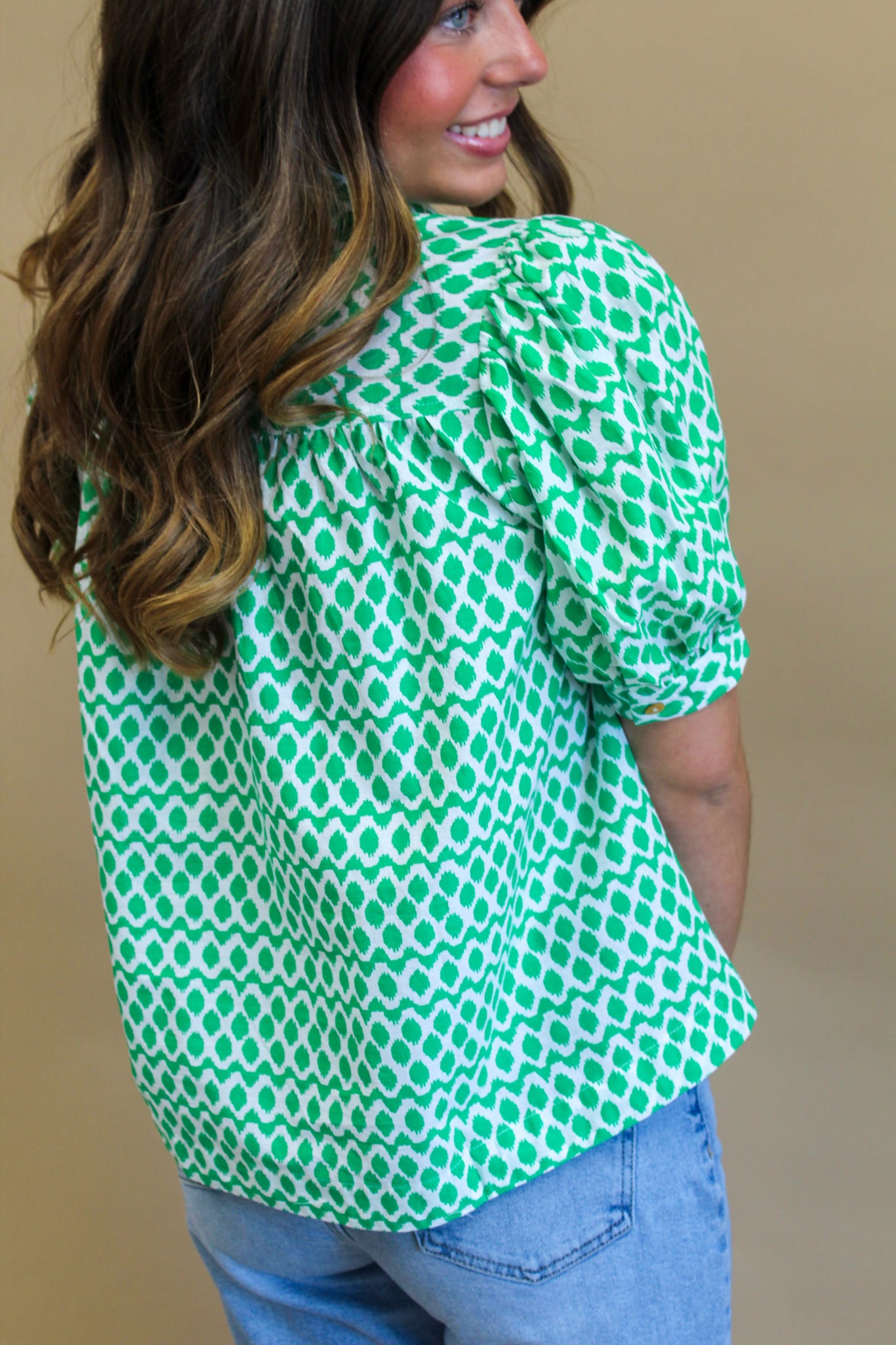 Gemstone Geometric Button Down Top