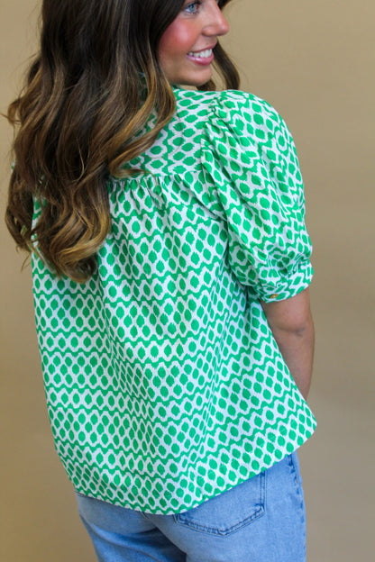 Gemstone Geometric Button Down Top