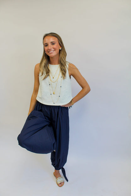 Bows and Blues Ankle Tie Pants