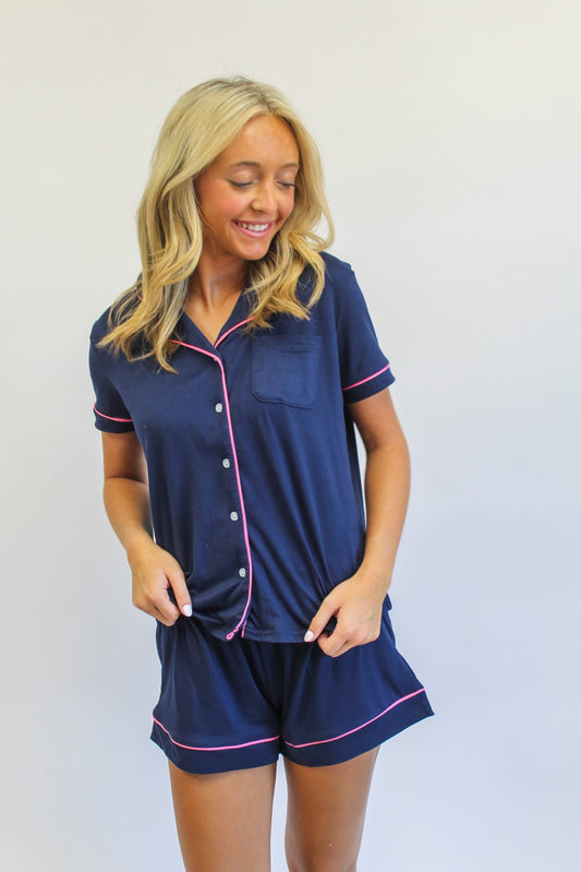 Elizabeth Sleep Shorts Navy/Pink