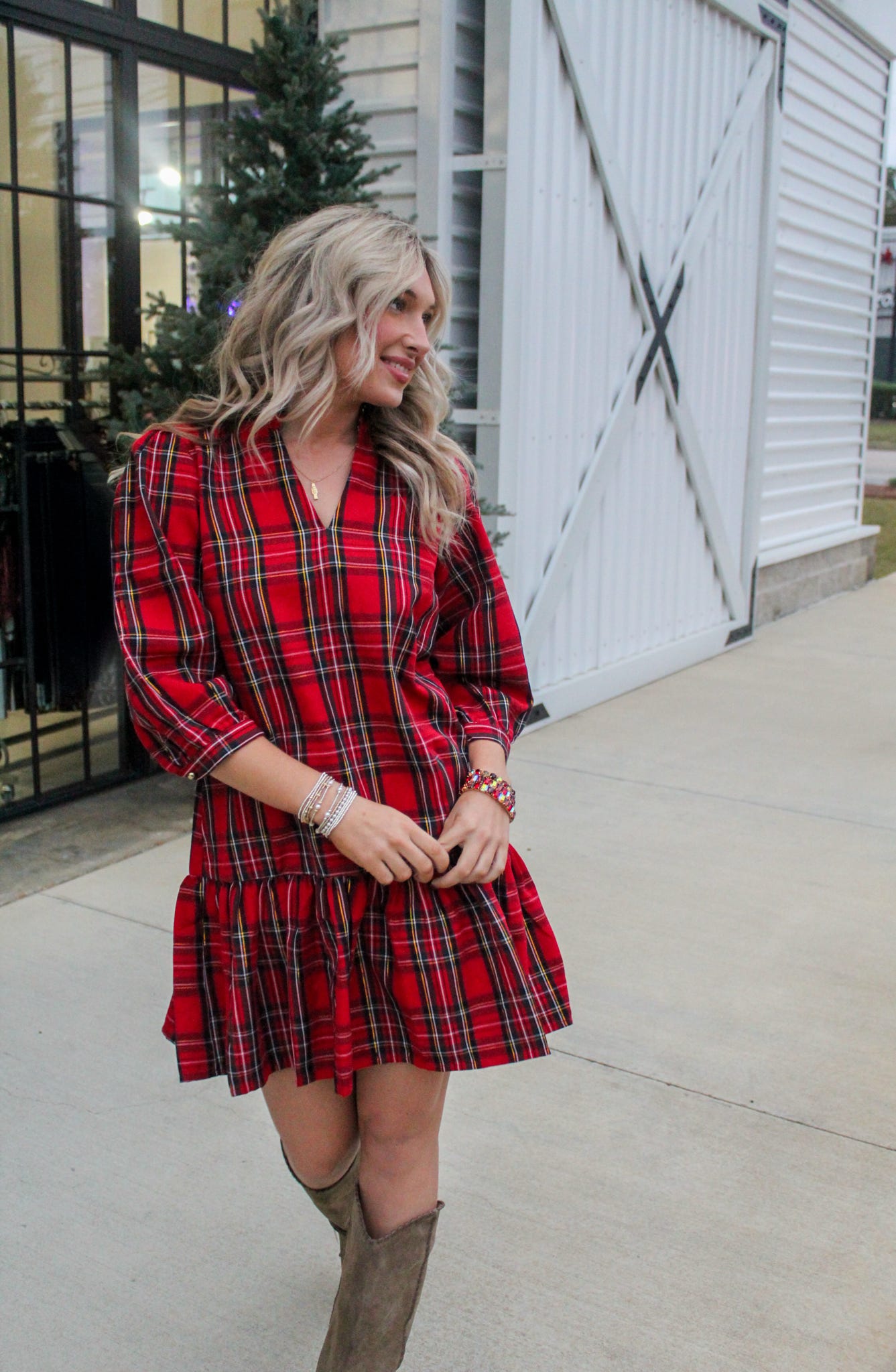 Naomi Red Plaid Dress