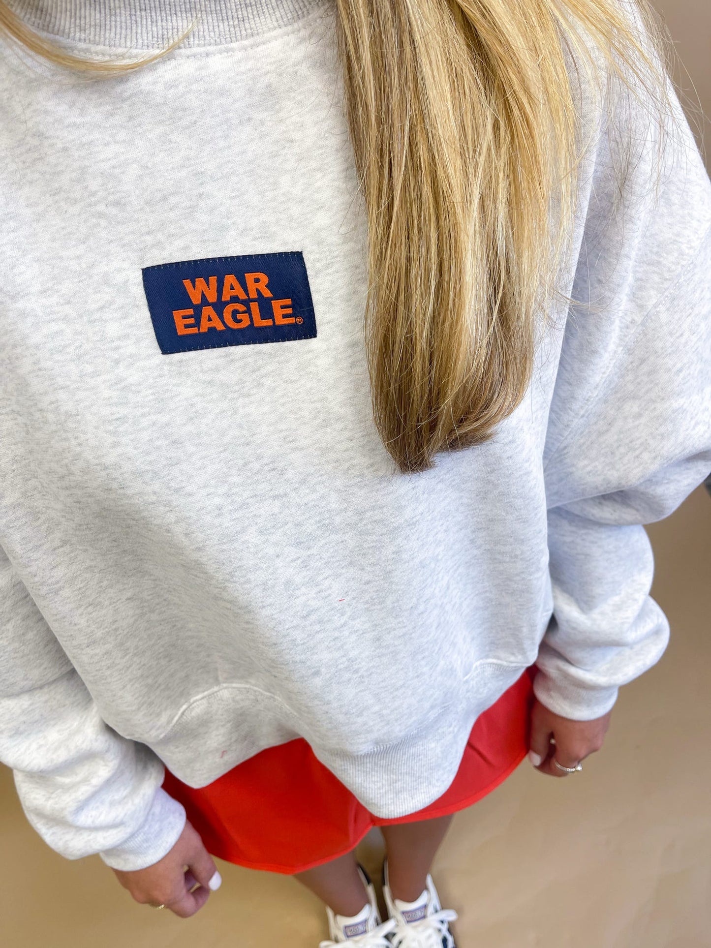 The Becca Boxy Crewneck Sweatshirt Top with Woven Label