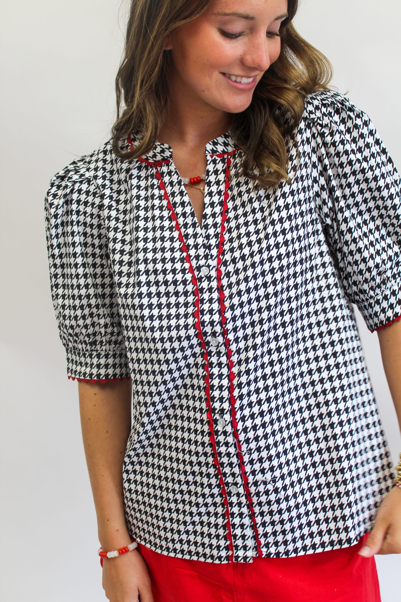 Houndstooth Black Elaine Top