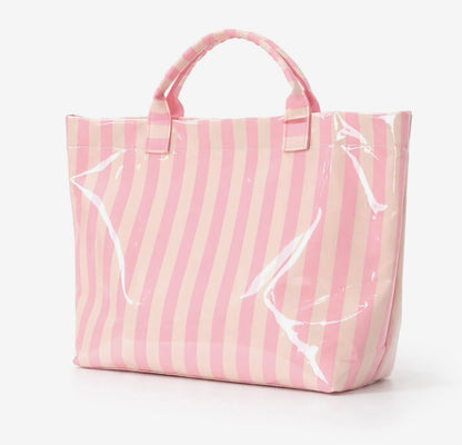 Colorblock Striped Tote Bag - Waterproof Beach Bag