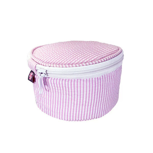 6" Pink Seersucker Button Bag