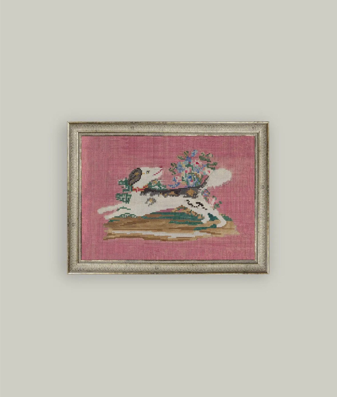 Embroidered Pup Framed Art 10x8