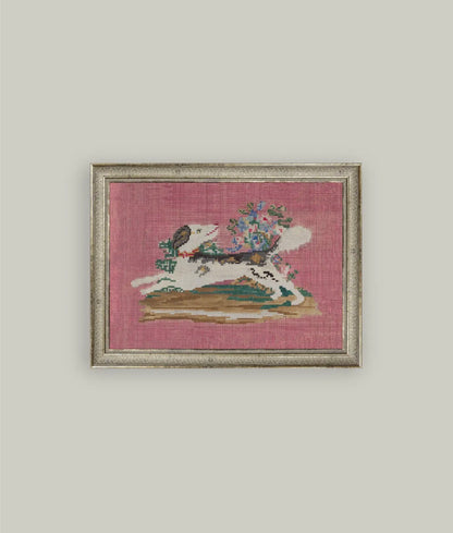Embroidered Pup Framed Art 10x8