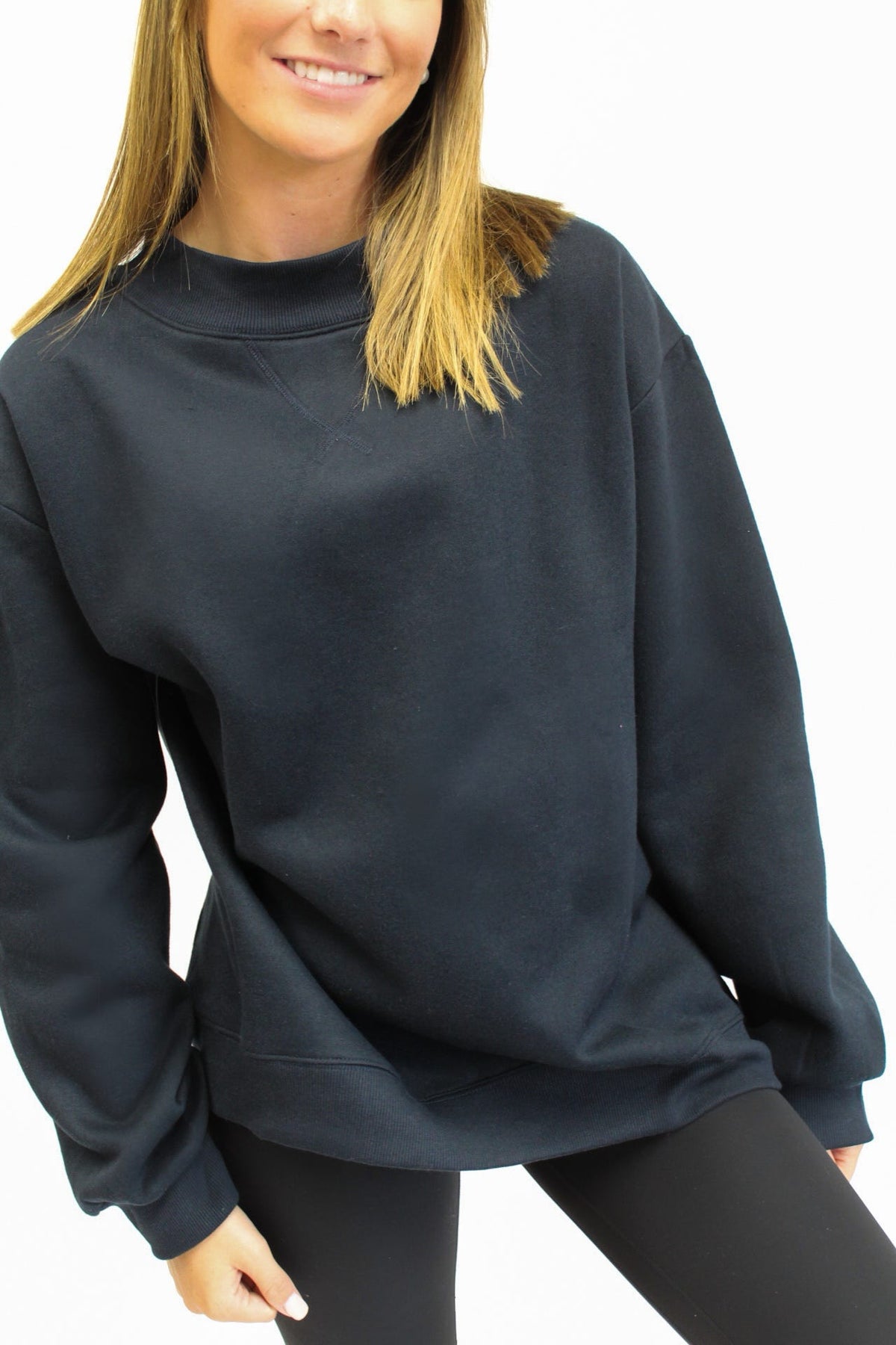 Overtime Essential Navy Blue Mockneck Sweatshirt